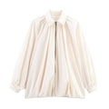 Pleated Collar Long Sleeve Jacket: Apricot / S