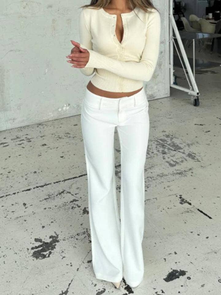 Ribbed Long Sleeve Button Front Cropped Cardigan: Gray / S