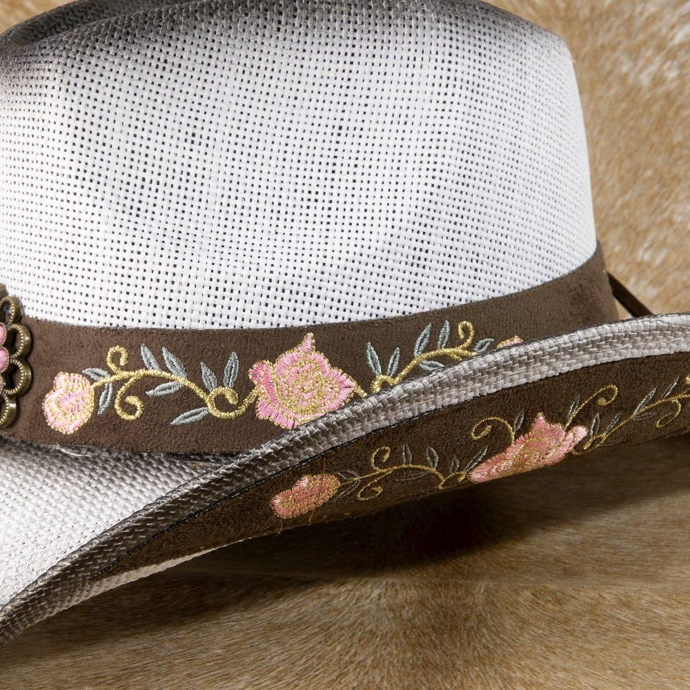 Straw Flower Embroidered Cowboy Hat: IV