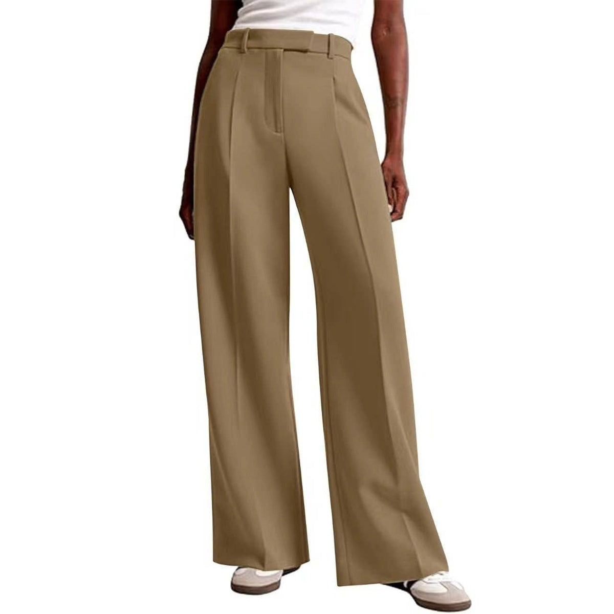 High Waist Wide Leg Pants Women's Casual Straight Trousers: High grade gray / S