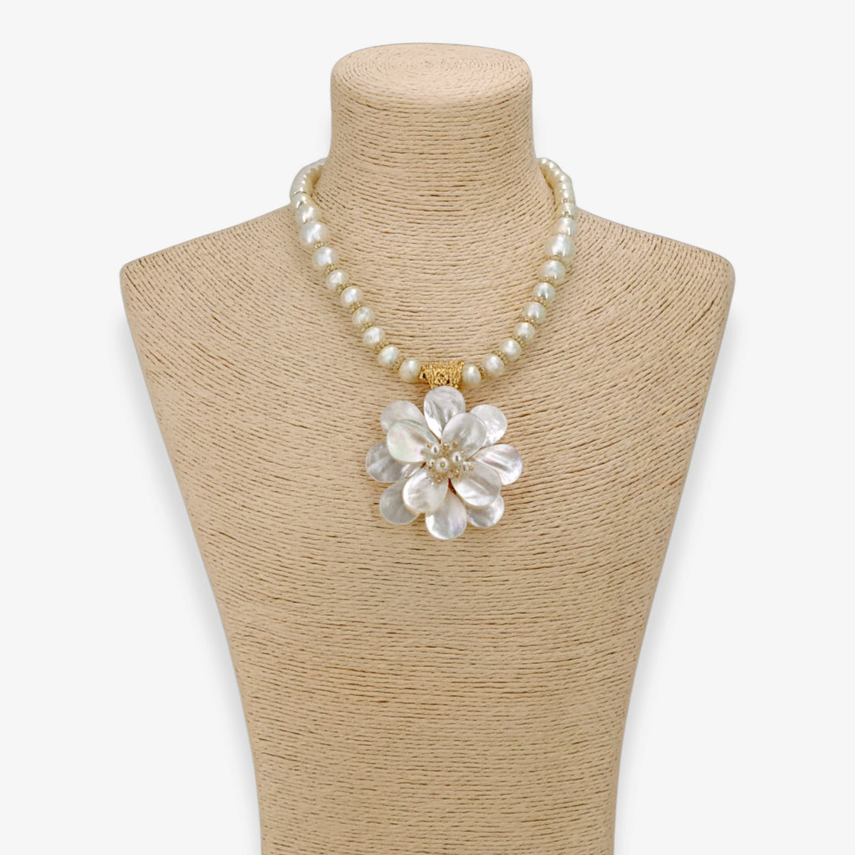 Coastal Mother of Pearl Flower Necklace | Statement Jewelry