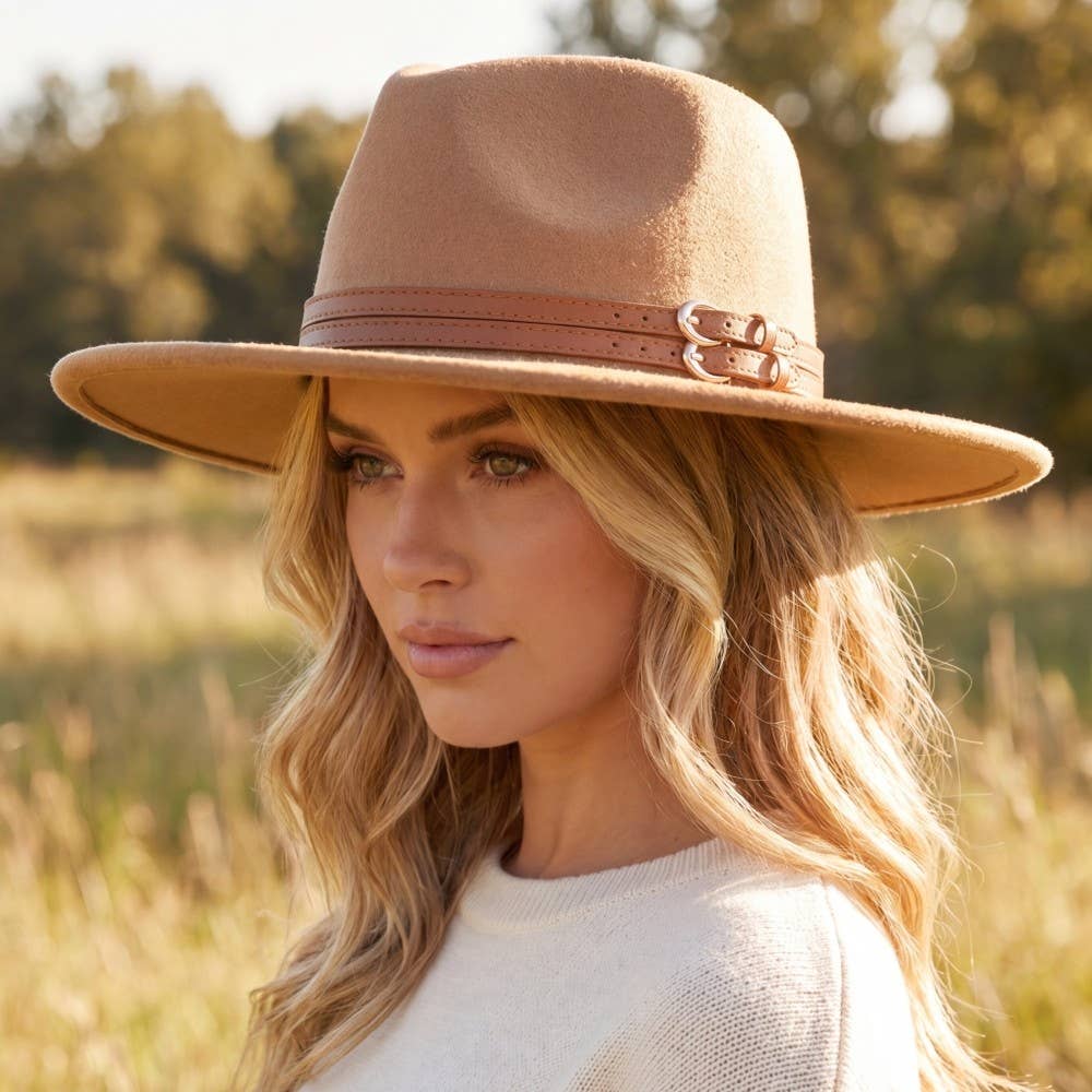 Double Belt Strap Fedora Hat: IV