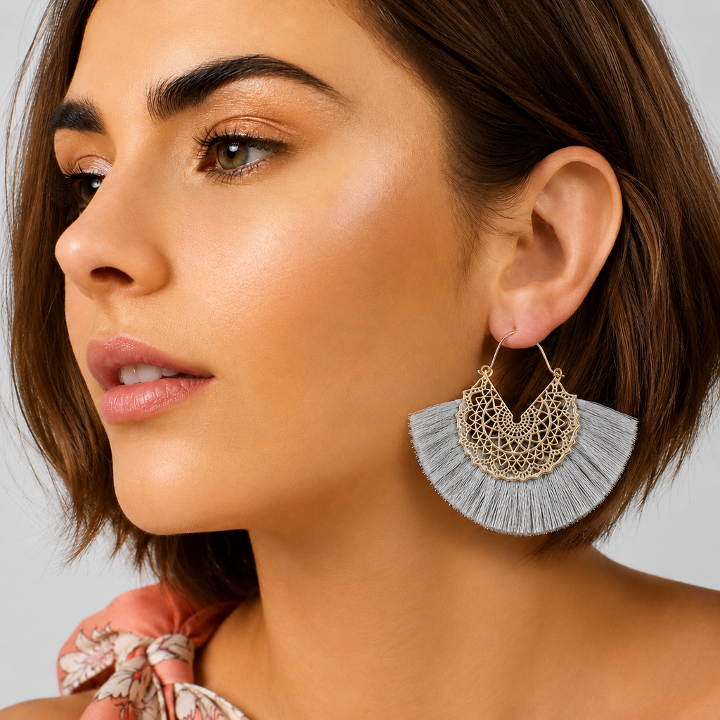 GYPSY TASSEL DROP EARRINGS: Green