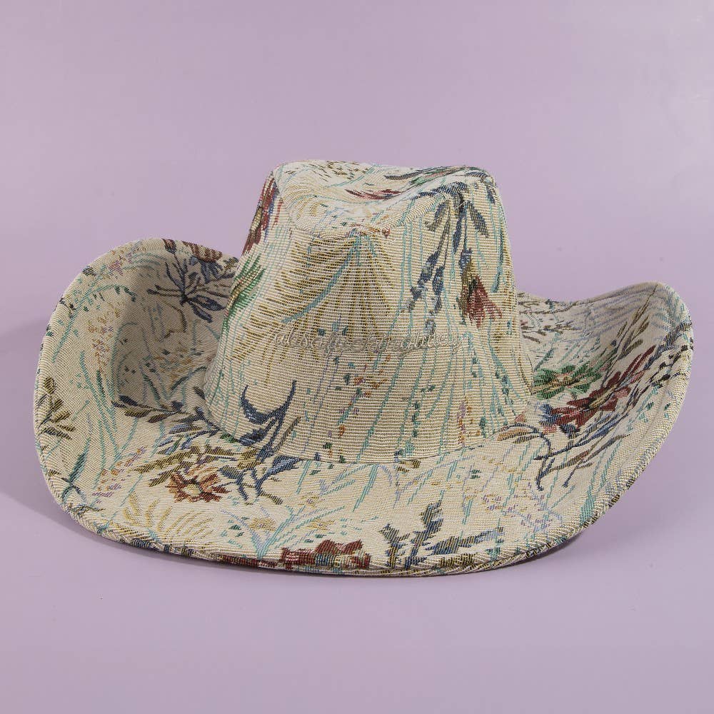 Absofuckinglutely Script Floral Cowboy Hat: 3MULTI