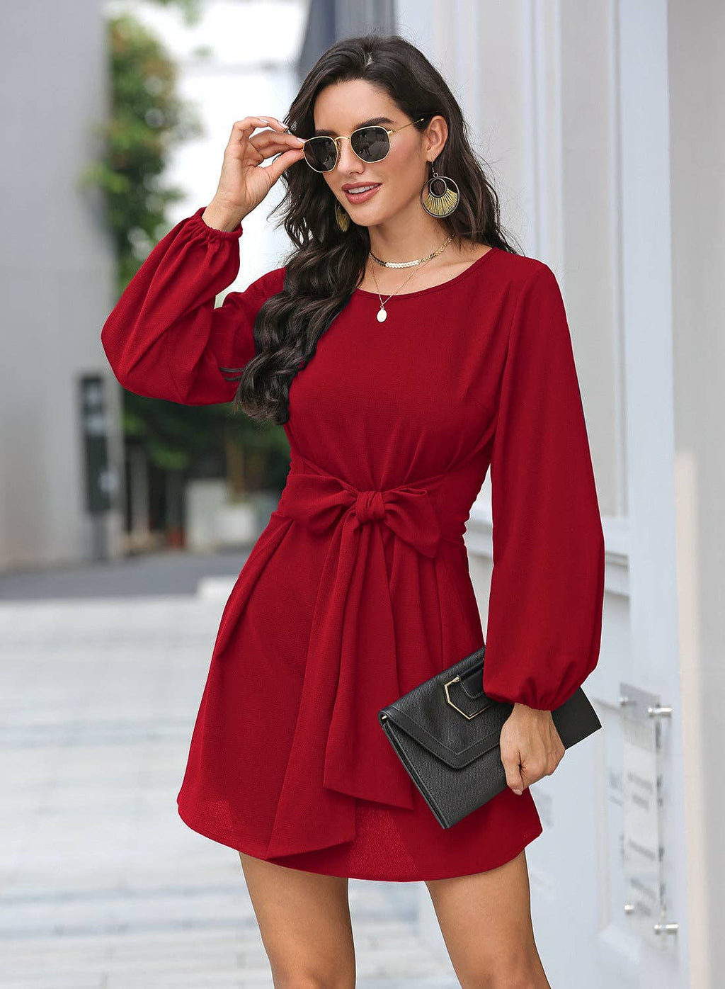 Long Sleeve Mini Dress: Black / Small