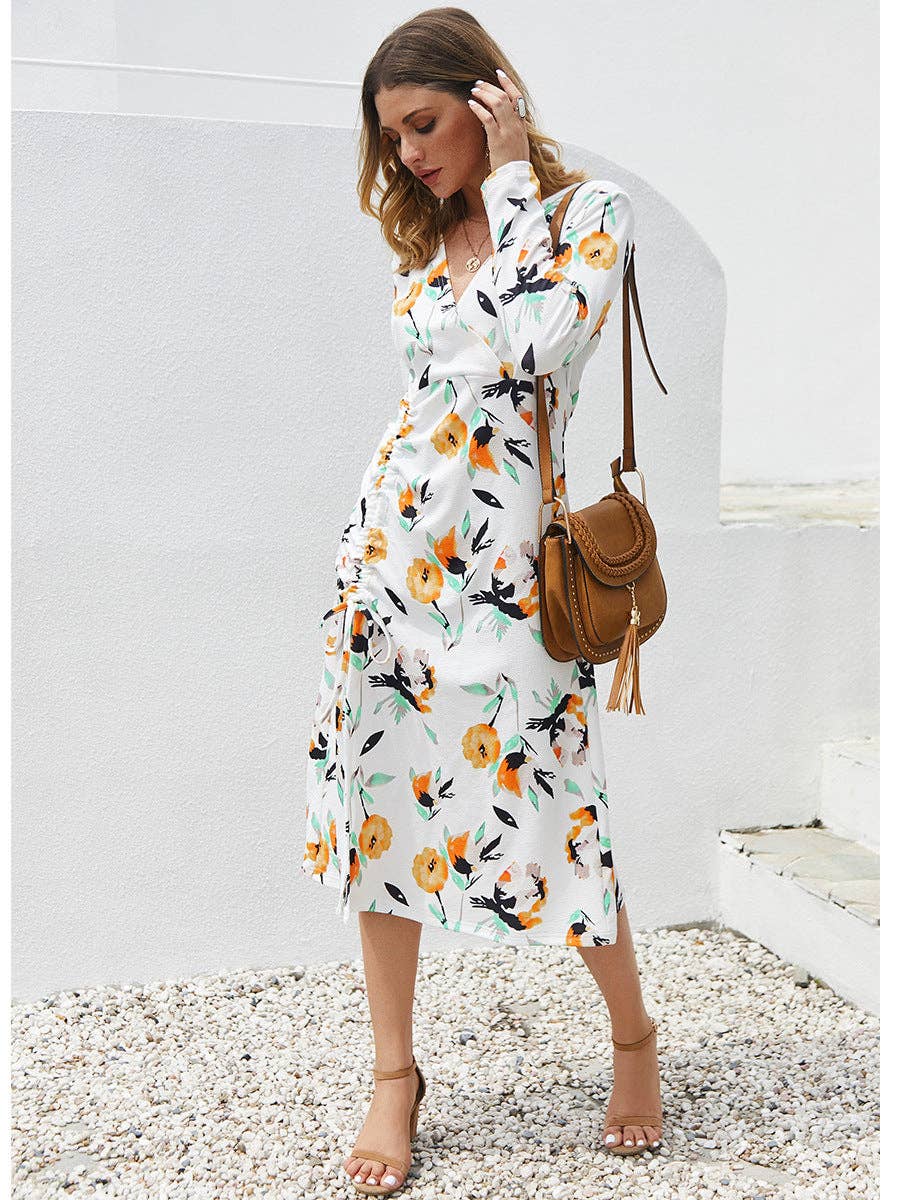Long Sleeve Dresses: Yellow / Large