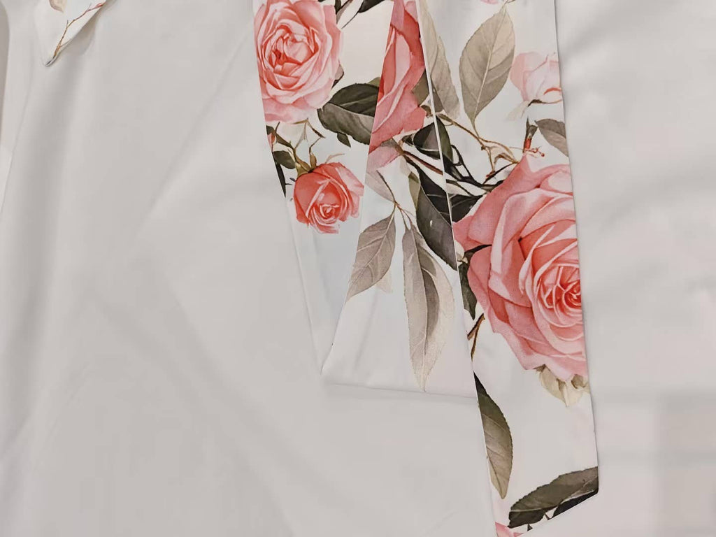 Elegant print V-neck long dress with wide skirt: Red / XL