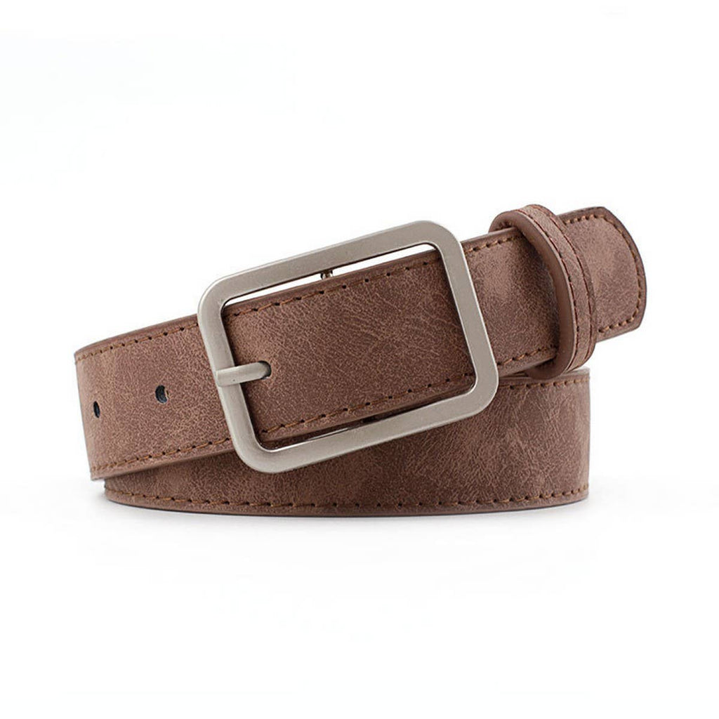 CWABE0381_HOT SELLING RETRO BIG BUCKLE DECORATIVE BELT: CAMEL / (OS) 1
