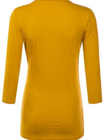 3/4 Sleeve Tank Tops Deep V-Neck Surplice Wrap: Black / (L) 1