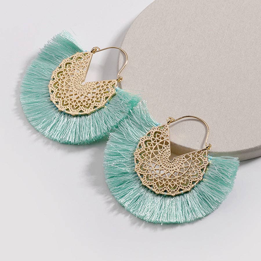 GYPSY TASSEL DROP EARRINGS: Green