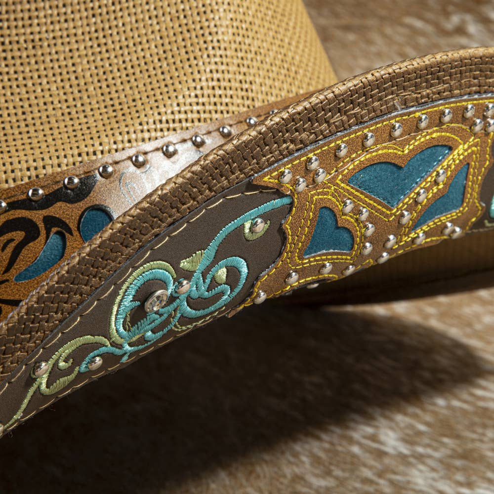 Studded Tooled Band Western Cowboy Hat: KA