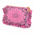 Ellison+Young Bandana Ruffle Everything Pouch, Quilted Cosmetic Case: Indie Pink