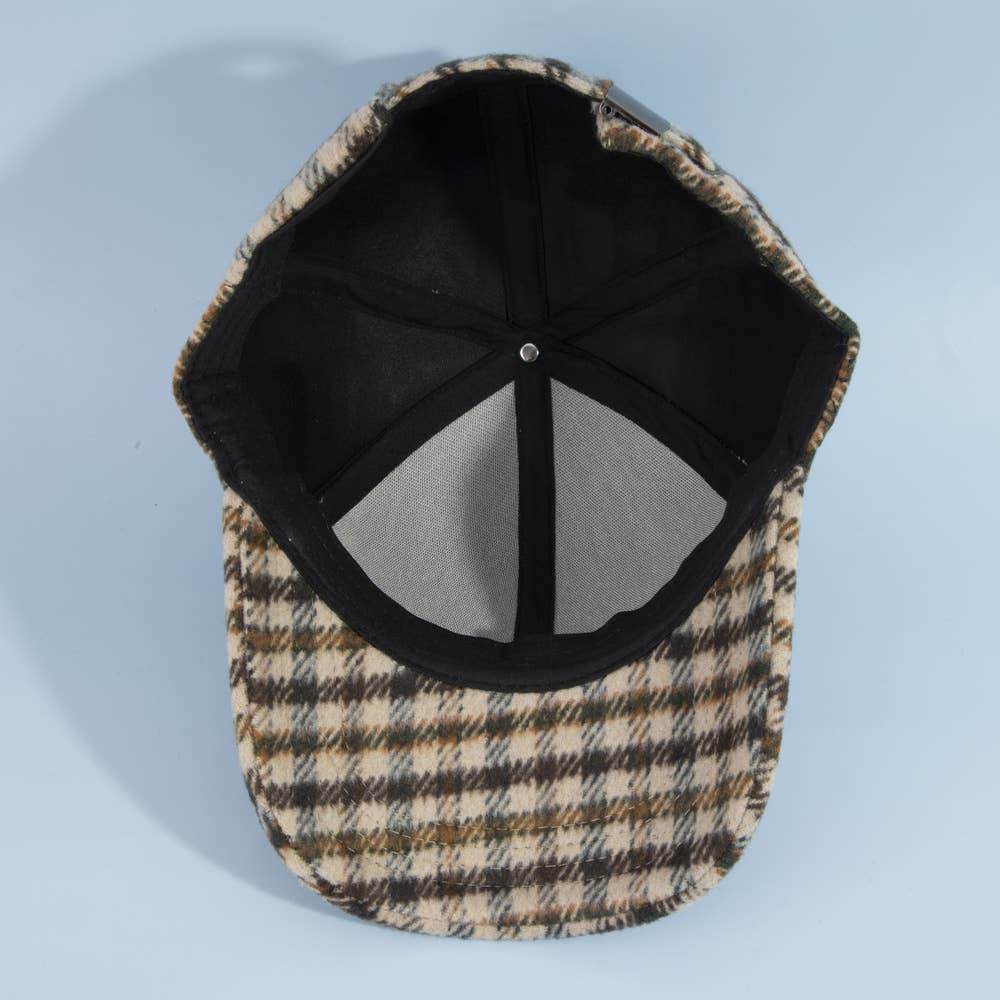 Tartan Check Curved Brim Baseball Cap: GN