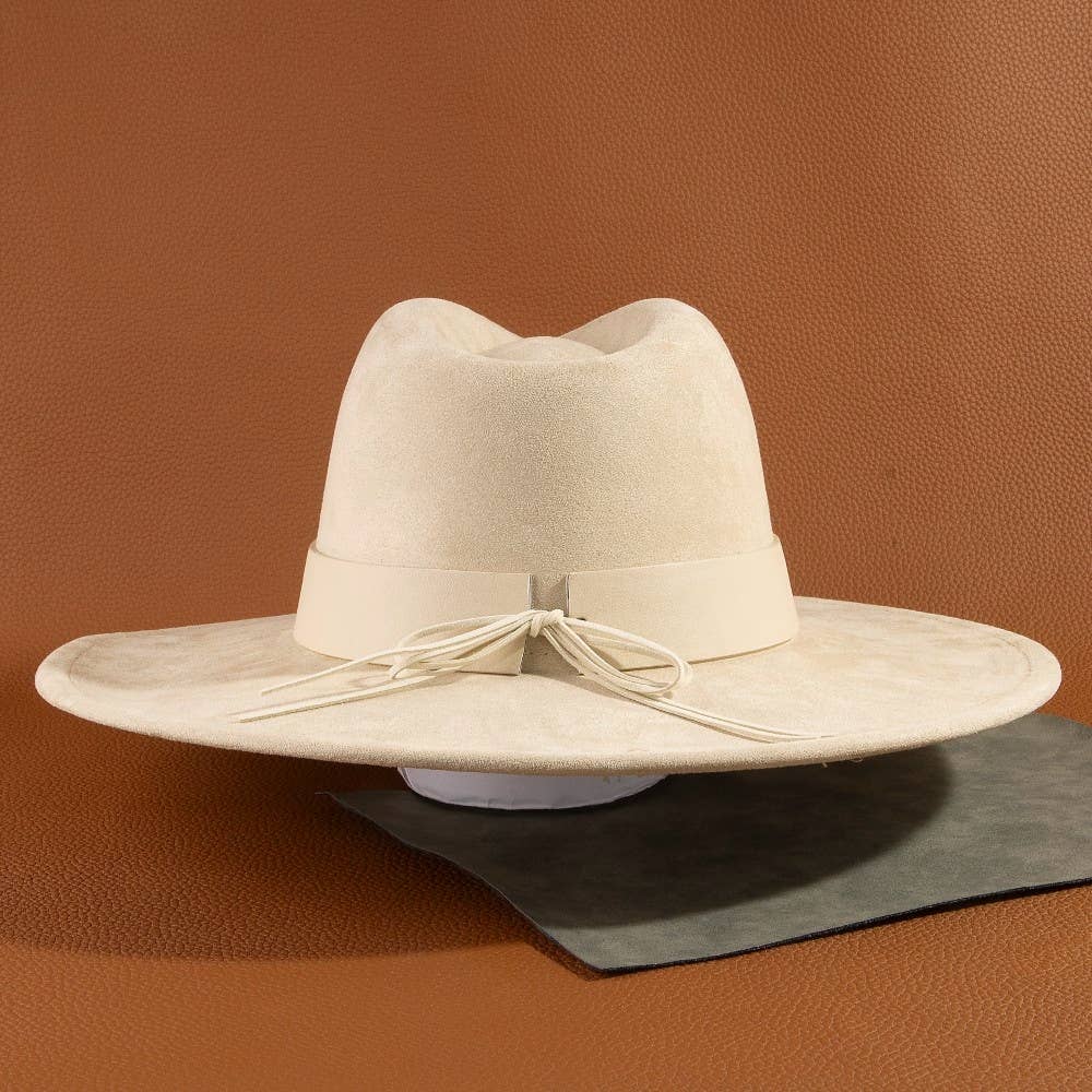 Western Studded Strap Faux Suede Fedora Hat: IV