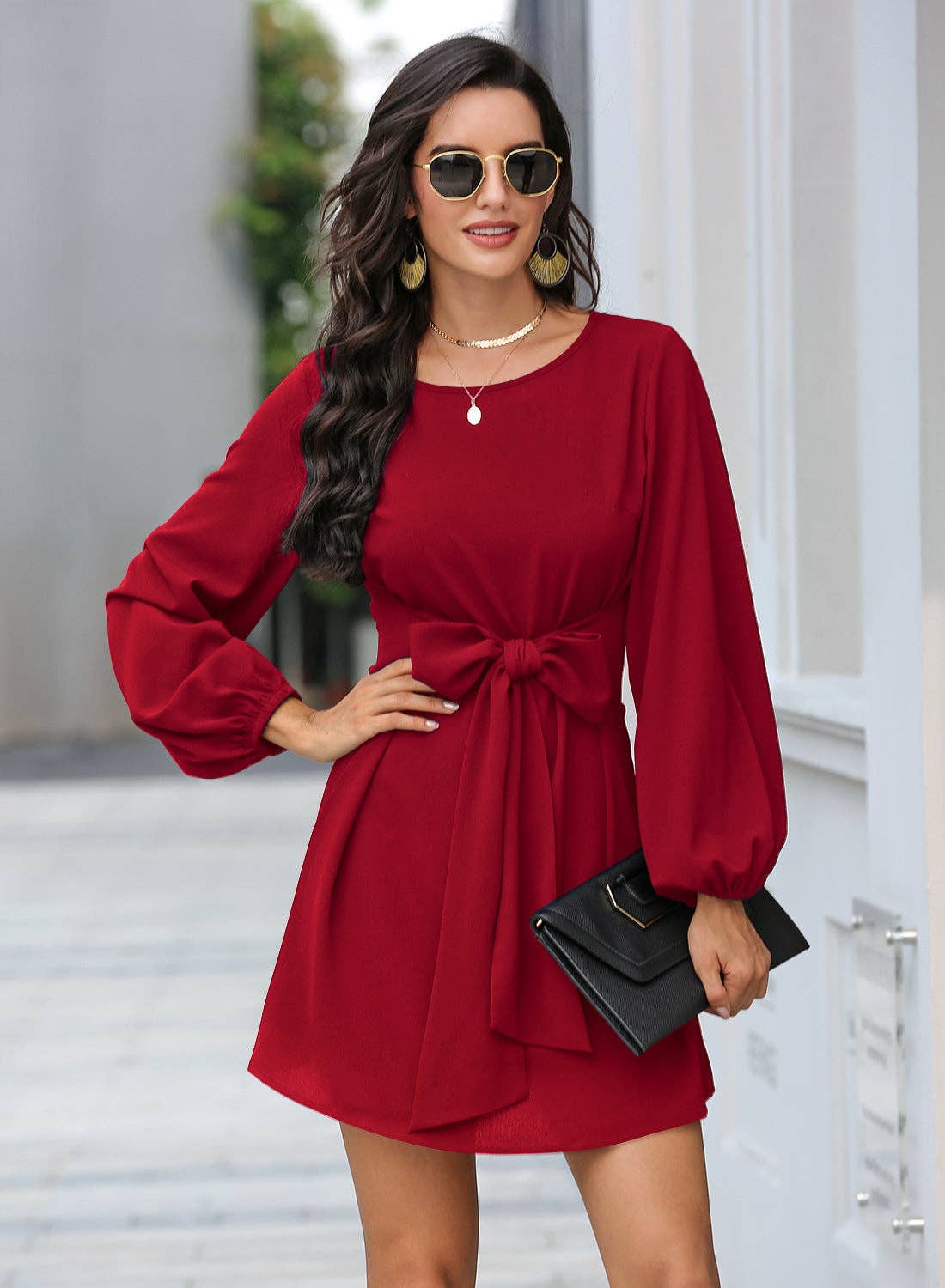 Long Sleeve Mini Dress: Blue / Small