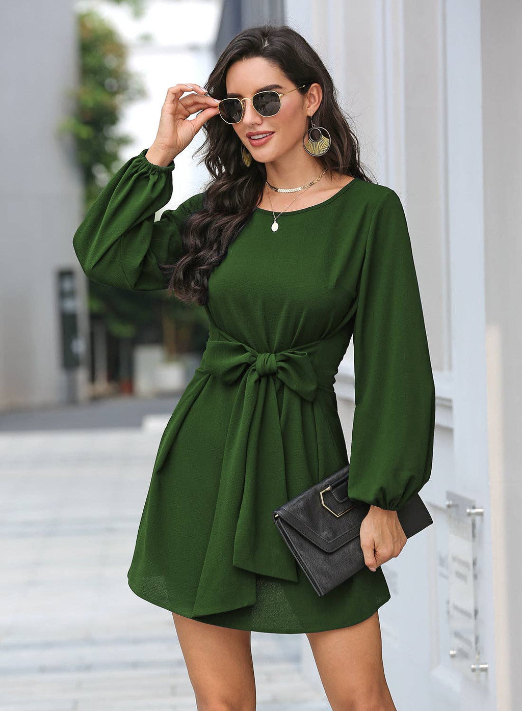 Long Sleeve Mini Dress: Black / Small