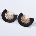 GYPSY TASSEL DROP EARRINGS: Black