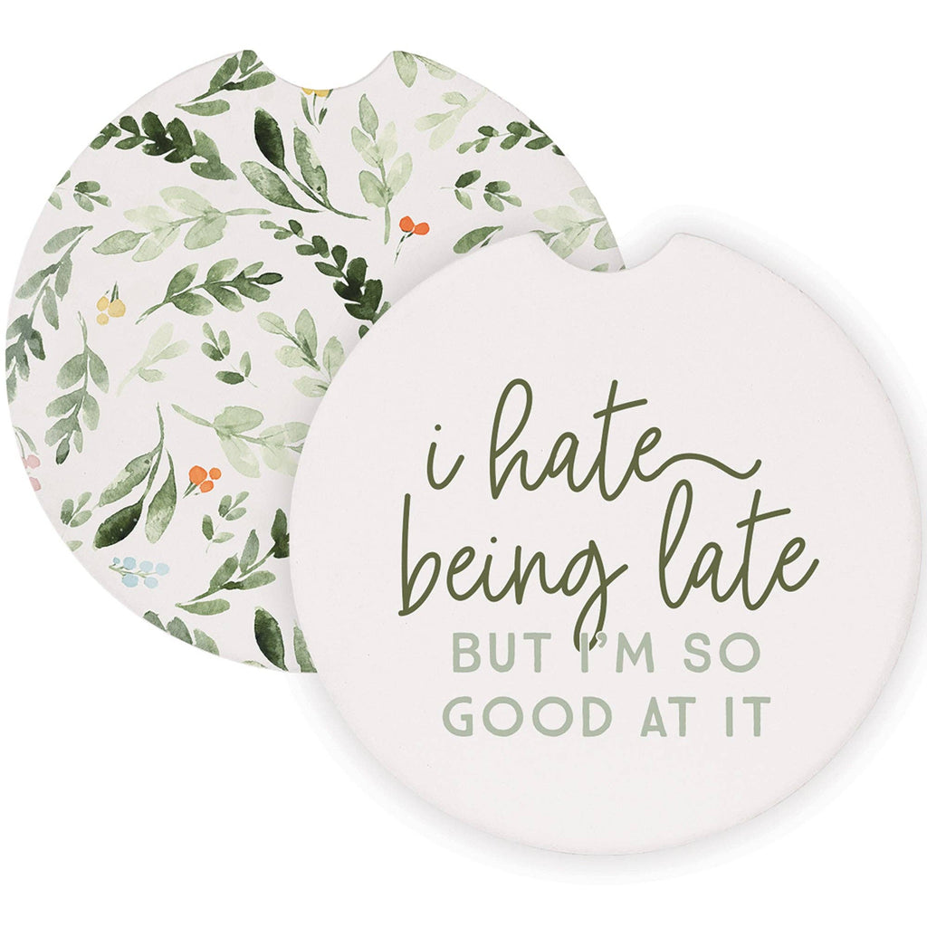 Hate Being Late Leaves Funny Car Coaster Set