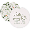 Hate Being Late Leaves Funny Car Coaster Set