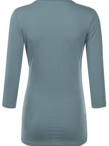 3/4 Sleeve Tank Tops Deep V-Neck Surplice Wrap: GREY / (M) 1