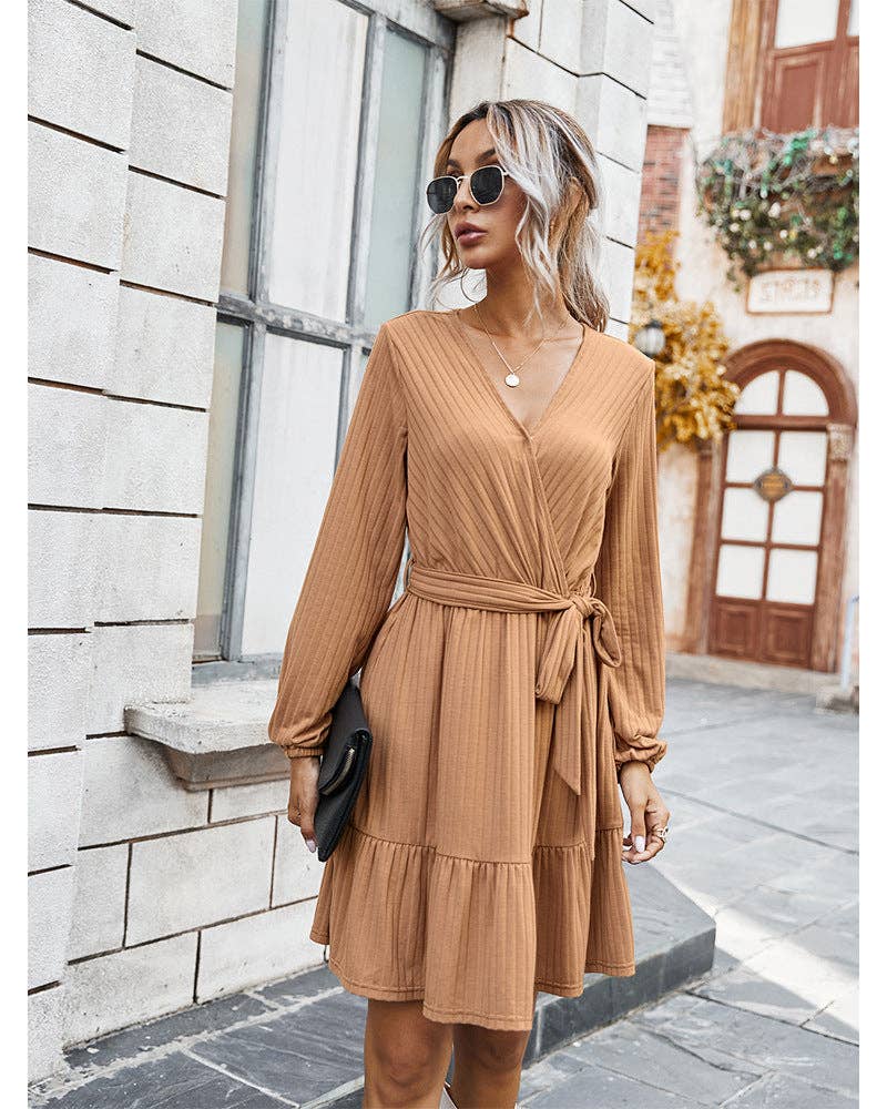 WILLOW KNITTED DRESS CAMEL: S