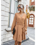 WILLOW KNITTED DRESS CAMEL: M
