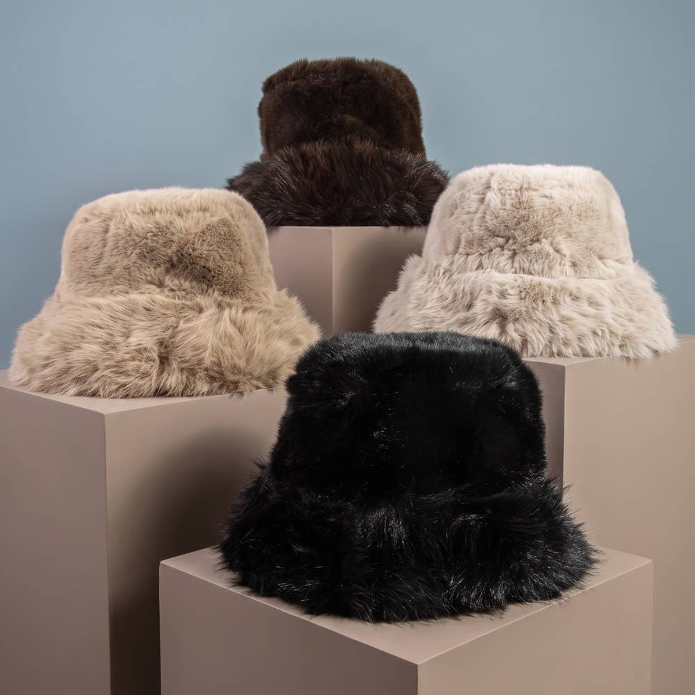 Fluffy Plush Fur Bucket Hat: KA
