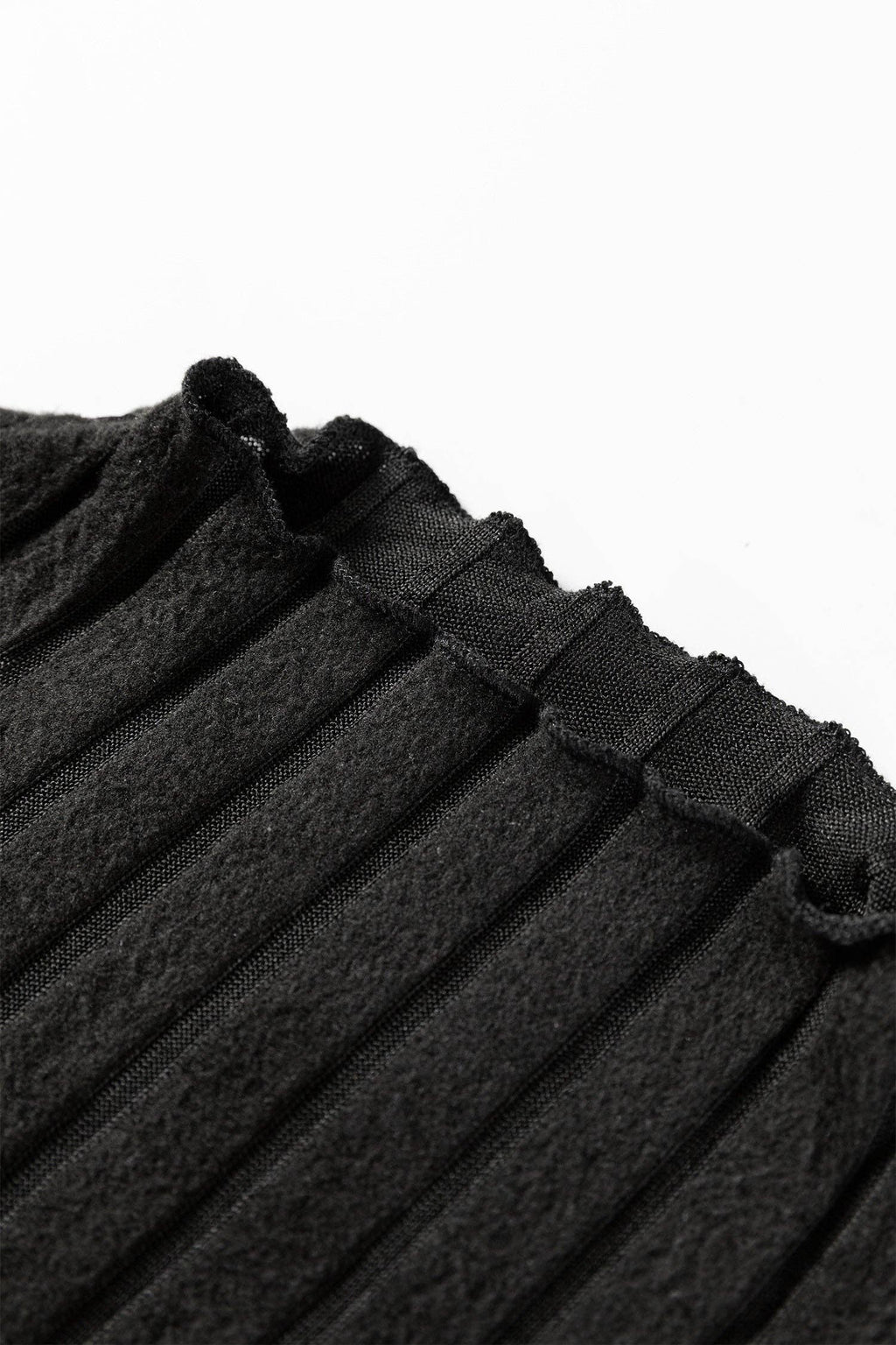 Black Ribbed Knit Slim Bodice Contrast Flared Skirt Patchwork Belted Dress: Black / 95%Polyester+5%Elastane / M