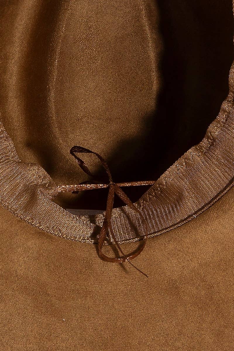 Braided Strap Faux Suede Western Cowboy Hat: BR