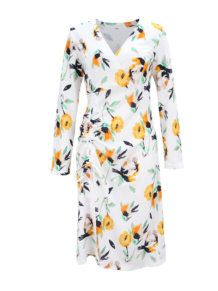 Long Sleeve Dresses: Yellow / Large