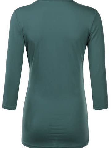 3/4 Sleeve Tank Tops Deep V-Neck Surplice Wrap: Black / (S) 1