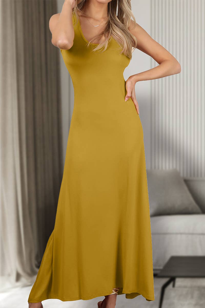 AWDMD283_3/4 Sleeve Knit Long Dress: Black / (M) 1