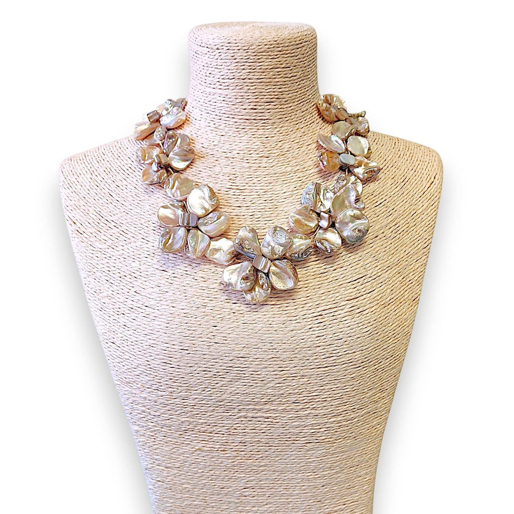 Seashell Flower Statement Necklace | Coastal Jewelry | Boho