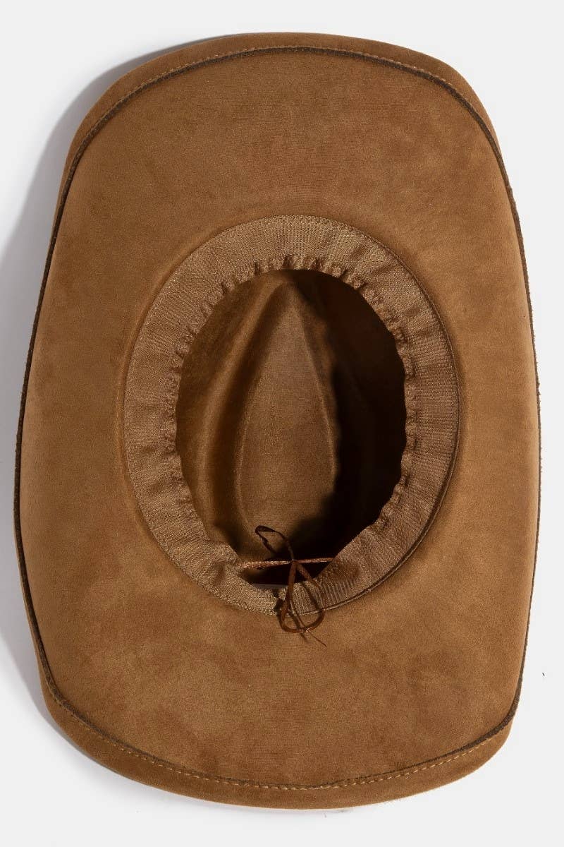 Braided Strap Faux Suede Western Cowboy Hat: BR