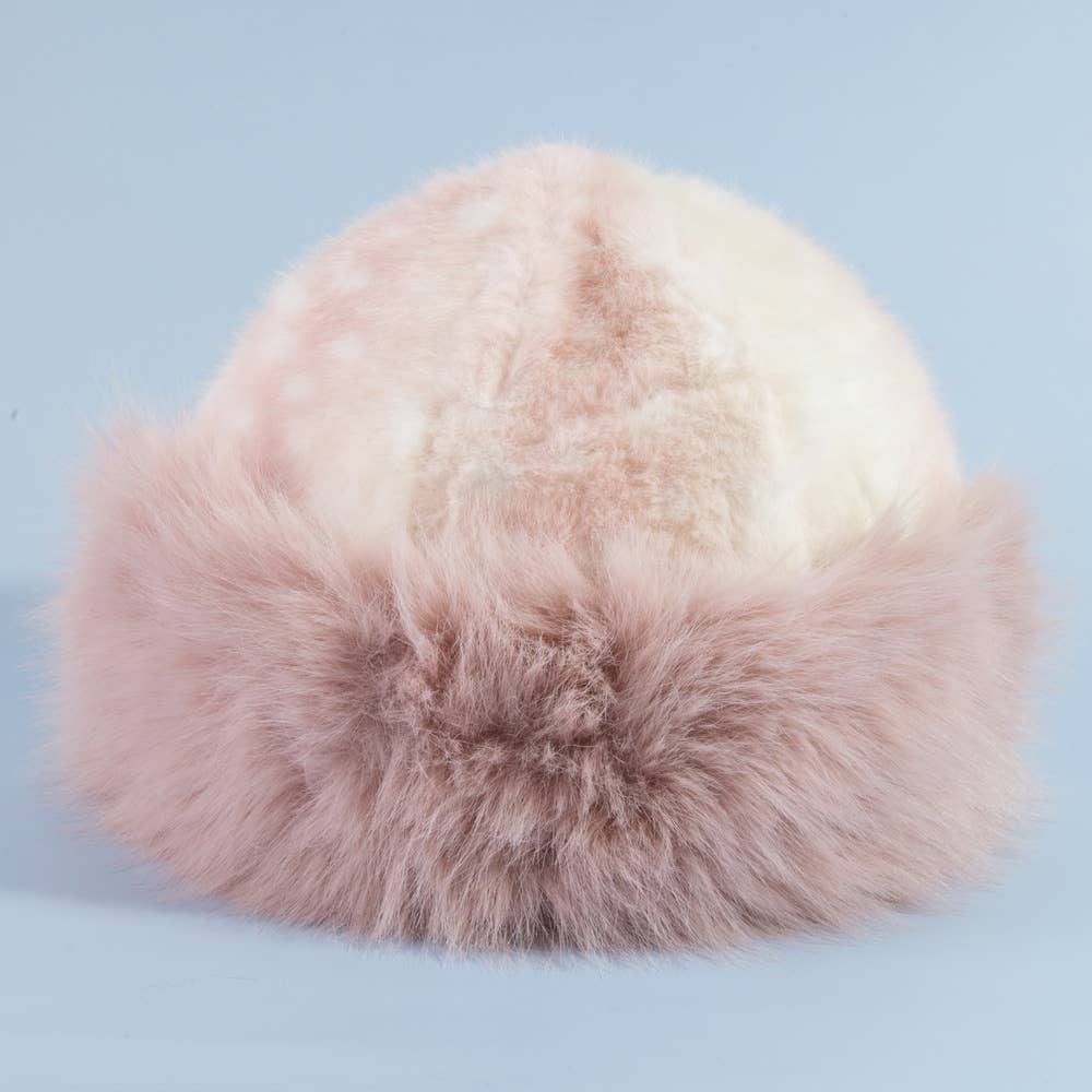 Deer Fawn Print Marled Fur Trim Bucket Hat: LBR