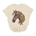 Sequin Diamond Horse Graphic Tee | Glam Western Cowgirl Bling T-Shirt: Natural / L