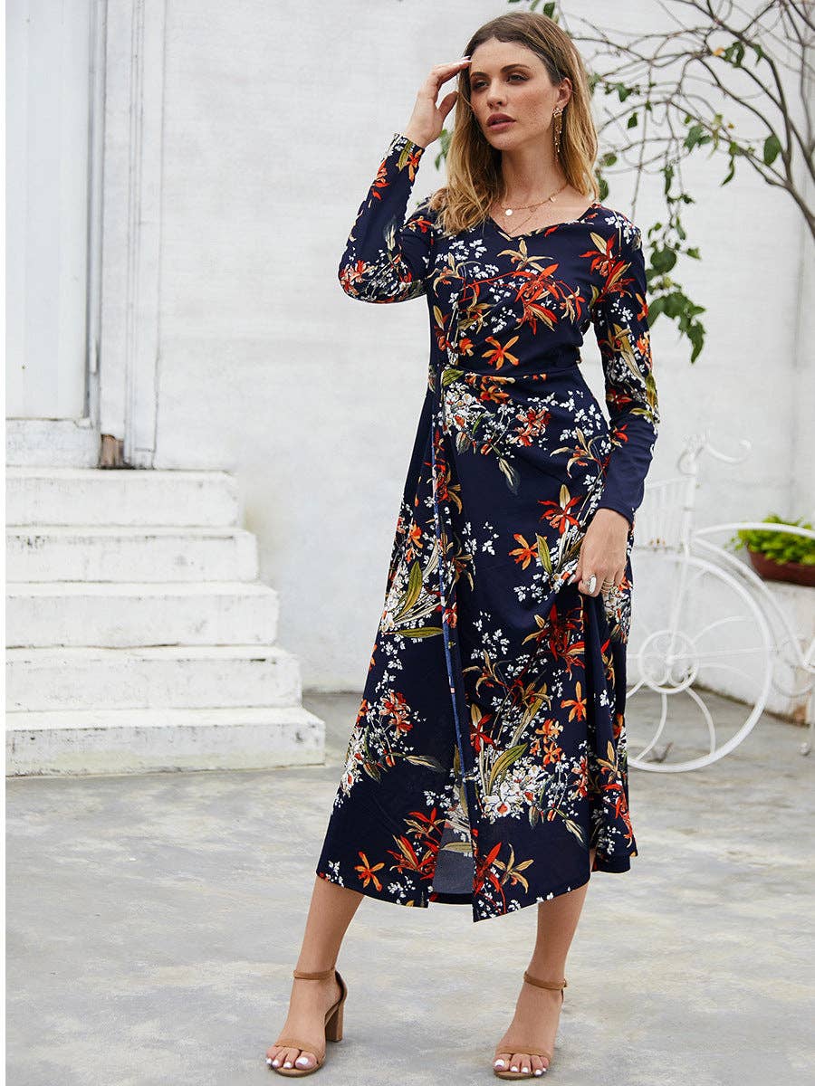 Long Sleeve Dresses: Yellow / Large