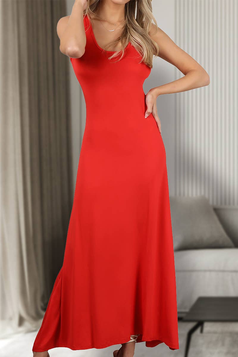 AWDMD283_3/4 Sleeve Knit Long Dress: Black / (L) 1