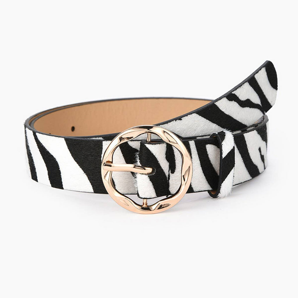 CWABE0384_SNAKE PRINT LEOPARD ZEBRA PRINT MILK PRINT BELT: KHAKI / (OS) 1
