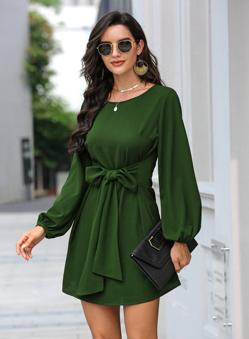Long Sleeve Mini Dress: Black / Small