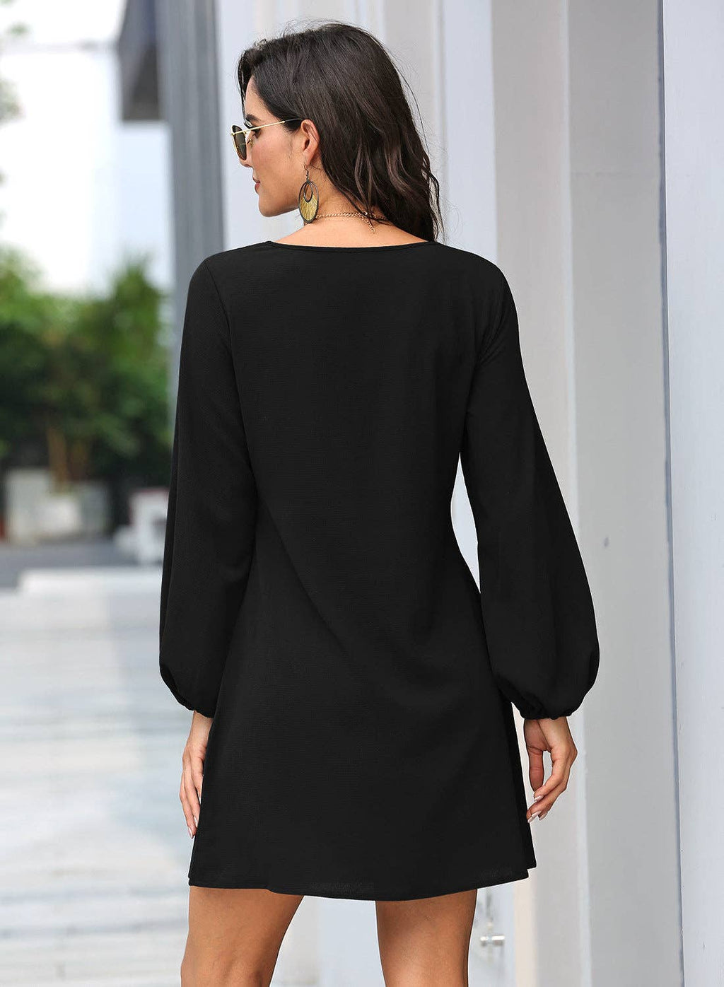 Long Sleeve Mini Dress: Blue / Small