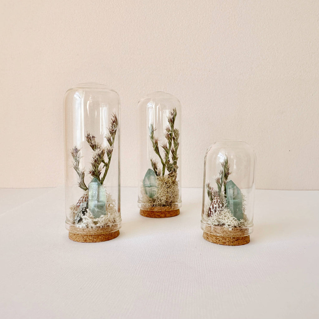 Saltwater Breeze Mini Terrarium Crystal Beach Desk Decor: 2.75"