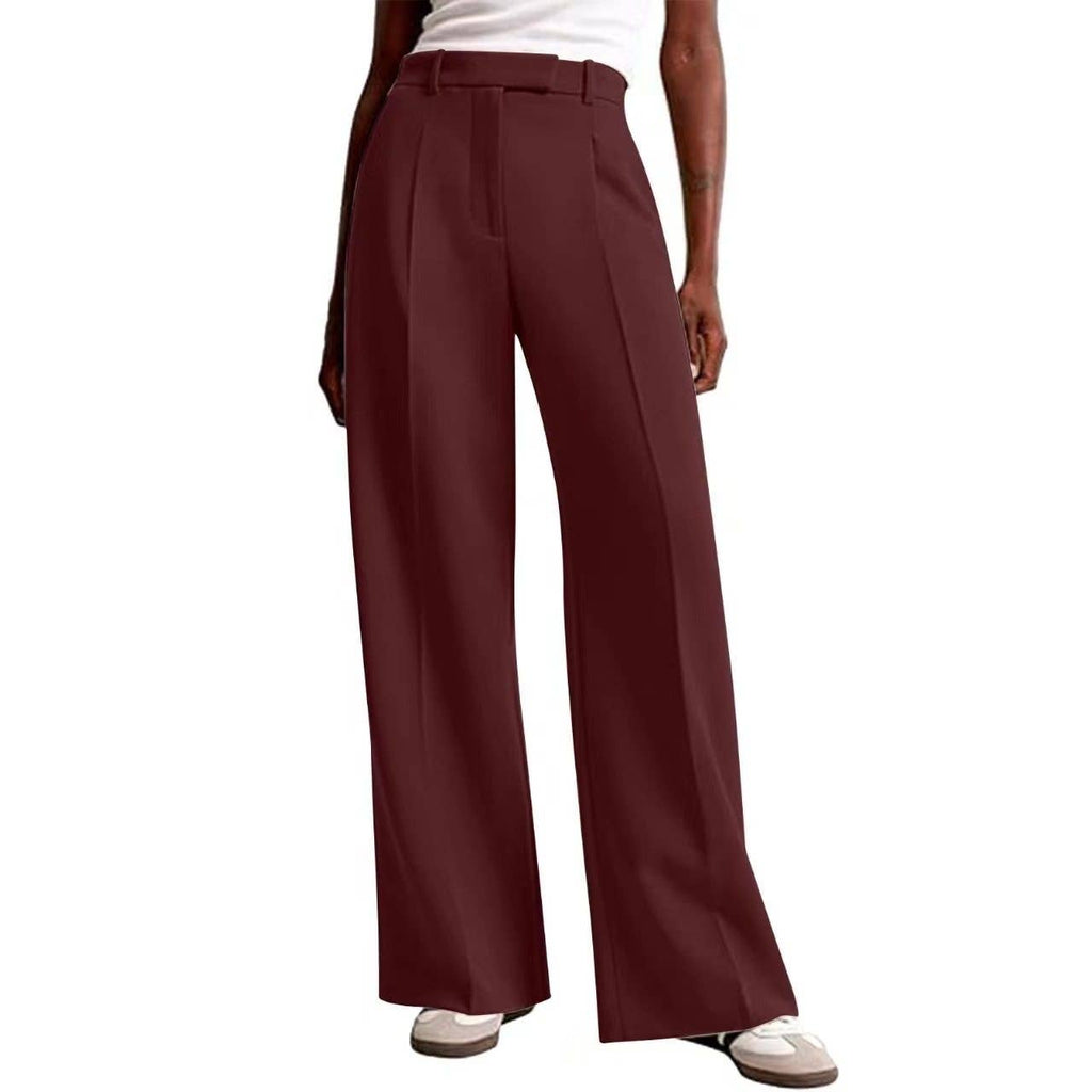 High Waist Wide Leg Pants Women's Casual Straight Trousers: High grade gray / S