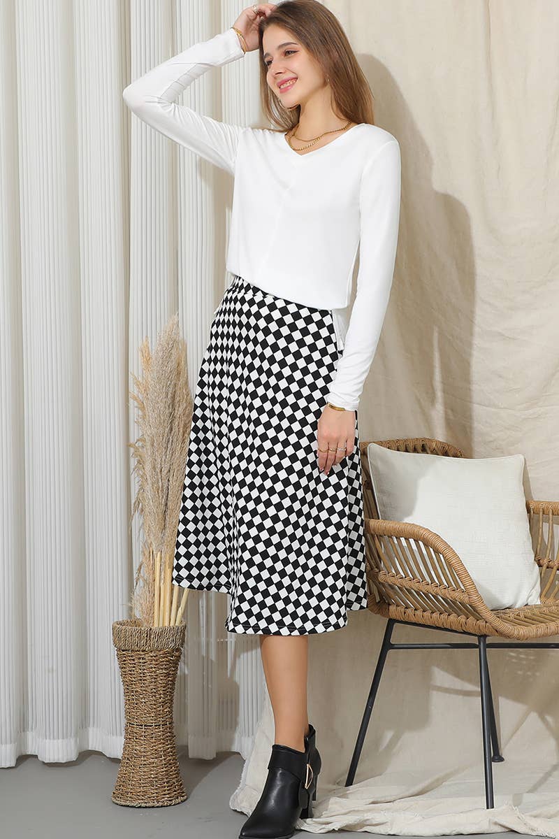 CWTTL1473_Casual V-Neck Loose Fit Long Sleeve Tops: White / (L) 1