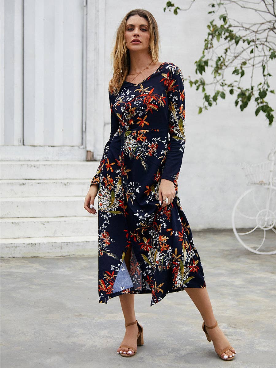 Long Sleeve Dresses: Yellow / Large