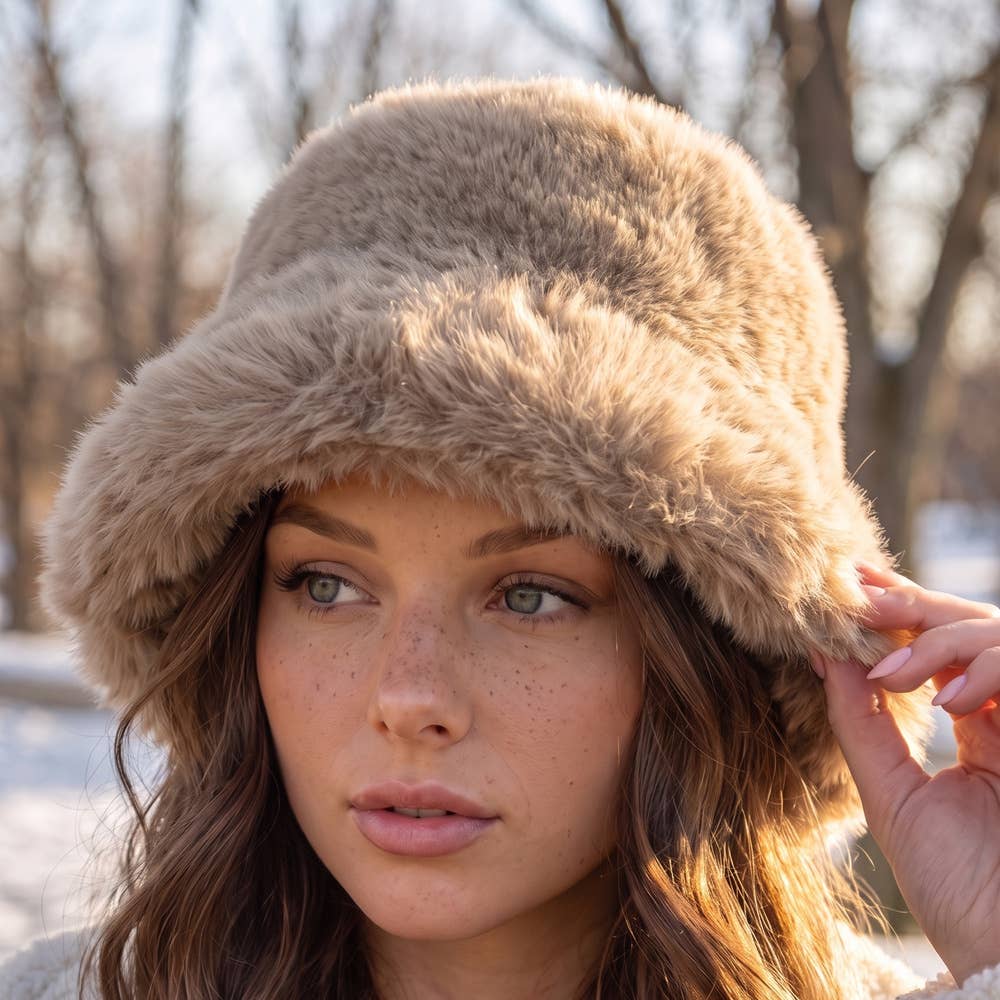 Fluffy Plush Fur Bucket Hat: KA