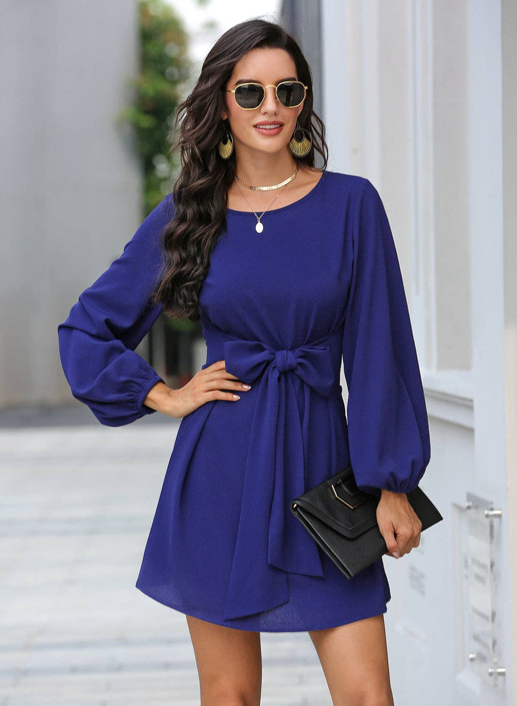 Long Sleeve Mini Dress: Black / Small