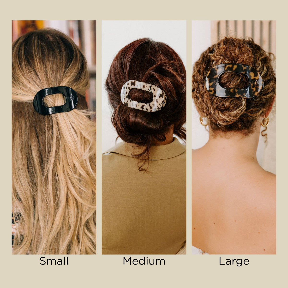 Round Flat Hair Clip | Large | Jet Black