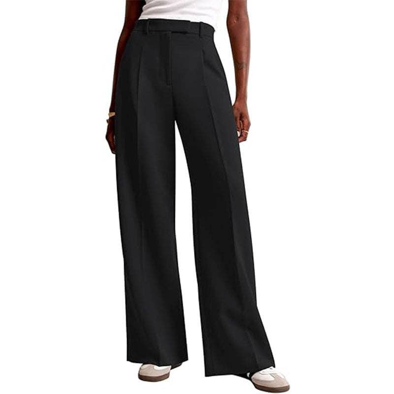 High Waist Wide Leg Pants Women's Casual Straight Trousers: High grade gray / S