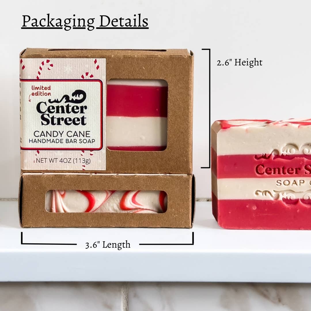 Candy Cane Christmas Handmade Bar Soap - 4oz